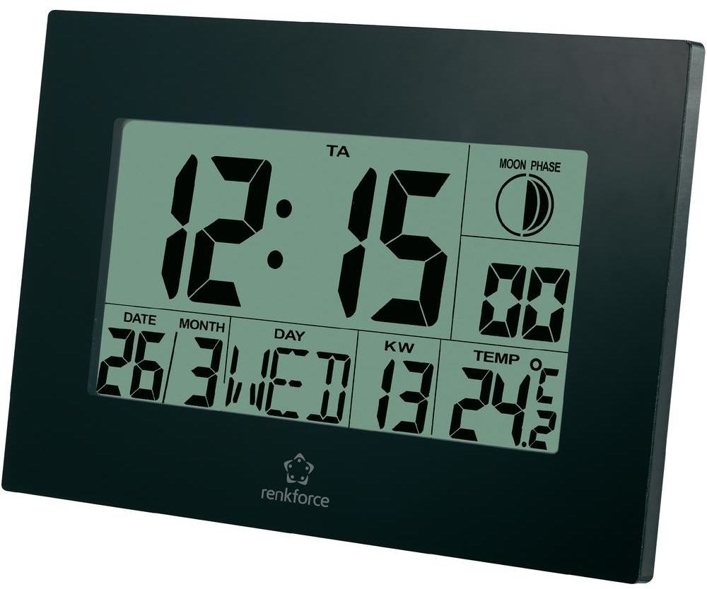 Renkforce Zegar ścienny cyfrowy Renkforce E0311R Sterowany radiowo SxWxG) 230 x 163 x 28 mm
