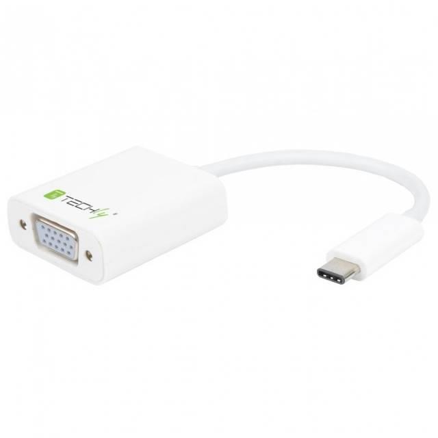 Techly Adapter USB-C 3.1 na VGA M/Ż biały AITEYA000020423