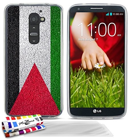 LG Muzzano Le Glossy Schutzhülle Weich, Motiv: Flagge Palästina transparent + UltraClear Pack 3 Display Schutzfolie Transparent + Eingabestift/Reinigungstuch für Optimus G2