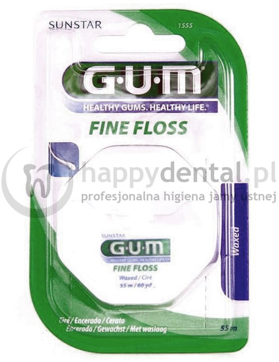 Sunstar GUM Butler Fine Floss 55m (1555) - tradycyjna, cienka nić dentystyczna,