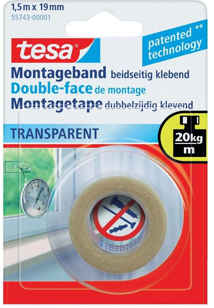 TESA Taśma montażowa POWERBOND DxS) 1.5 m x 19 mm 55743 1 Rolka(ek)