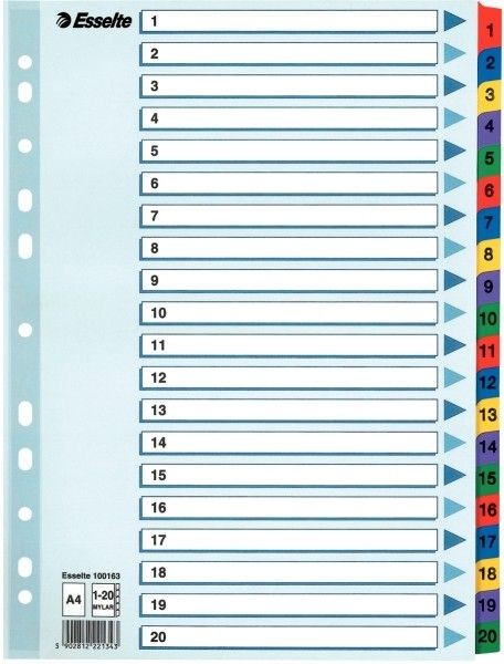 Esselte Przekładka 1-20 MYLAR A4 numeryczne - N0368 NB-5523