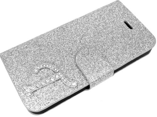 Samsung Ekskluzywne fioletowe ekskluzywne programach CAD na Galaxy S4 Mini Glamour błyskotka sztras etui Flip Case Cover Case z zapięciem na magnes, srebro