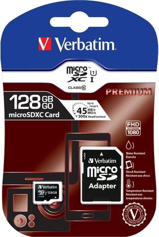 Verbatim microSDXC 128 GB Class 10 + adapter (44085)