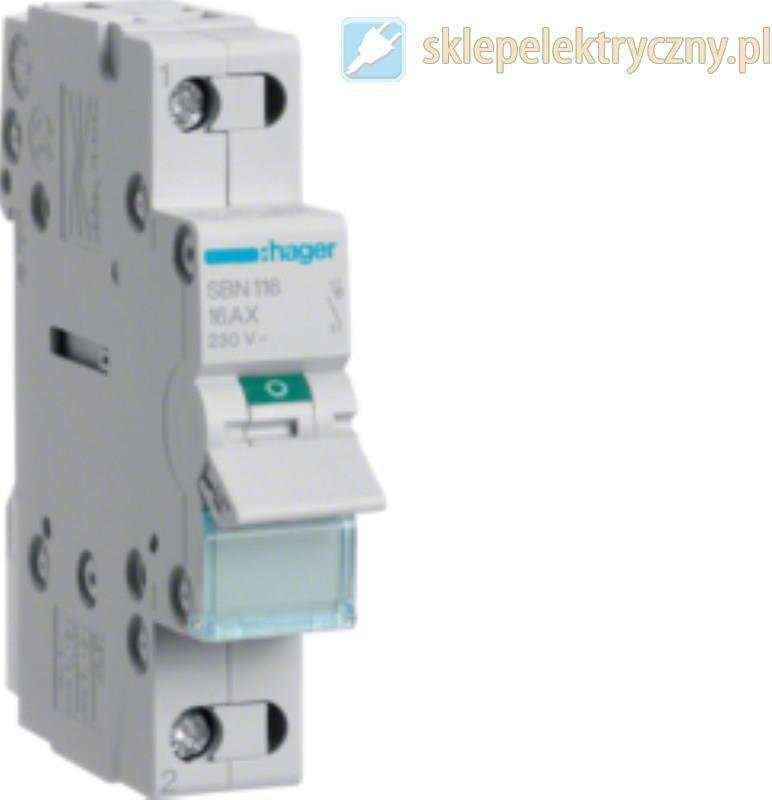 Hager ROZŁĄCZNIK MODUŁOWY 16A 1P SB116 / SBN116