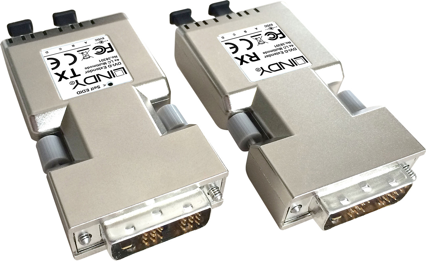 LINDY Adapter AV LINDY DVI-D Przedłużacz 500m Fiber/LWL 2x Duplex LC 38301