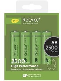 GP Bateria Ładowanie ReCyko+ AA HR6 2500mAh Ni-MH krabička 4ks 1032214113) Zielona