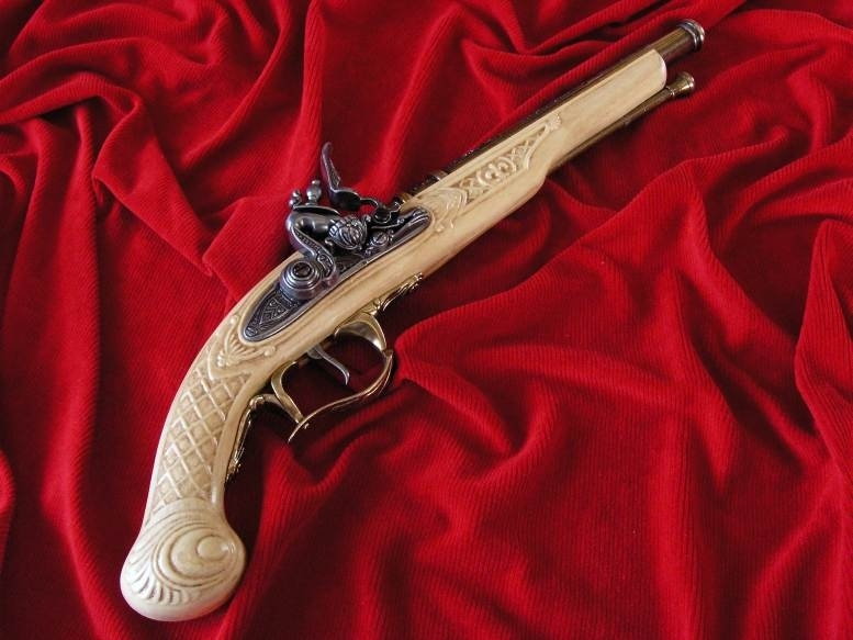 Hiszpania DŁUGI MYŚLIWSKI PISTOLET Z ZAMKIEM SKAŁKOWYM