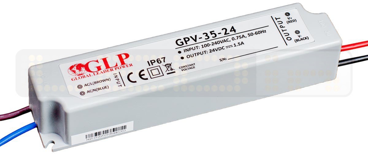 GLP Zasilacz wodoodporny GPV 35W 1,5A 24V IP67 GPV-35-24