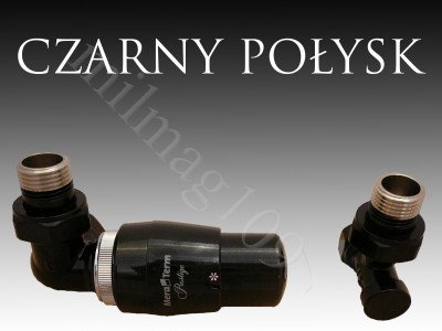 Mera Term Zestaw zaworów grzejnikowych termostatycznych MASTER lewy CZARNY POŁYS
