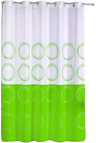MSV 140785 zasłona prysznicowa poliester + tworzywo sztuczne polipropylenu okrągły biały/zielony 180 x 200 x 0,1 cm  12 pierścieni (1369/140785)