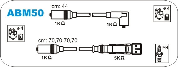 JANMOR Zestaw przewodów zapłonowych ABM50