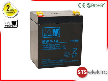 MW Power Akumulator AGM MW 5-12L 12V 5Ah T2