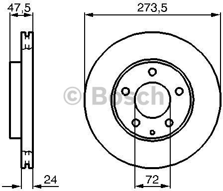 BOSCH Tarcza hamulcowa przednia, 0 986 479 034  0986479034