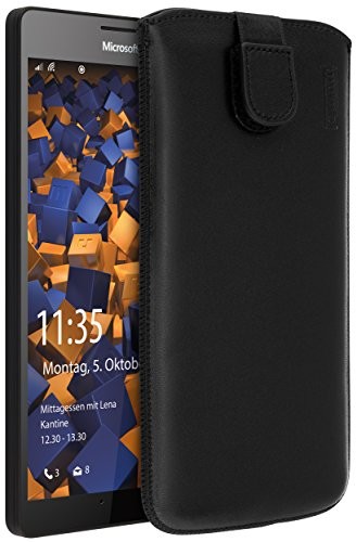Mumbi prawdziwe torba skórzana Microsoft Lumia 950 XL torba skórzana kabura Czarny (klapka z funkcją wyciągania pomoc do wyciągania)
