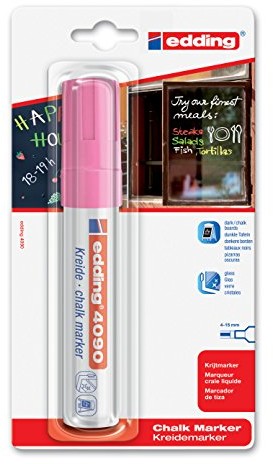 Edding 4090 Window-/kredy marker, Blister, 4  15 MM, neonowy różowy 4-4090-1-1069