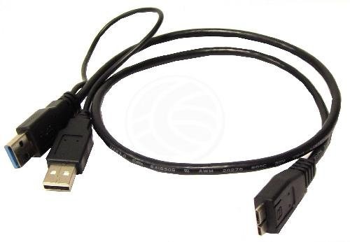 Cablematic - SuperSpeed USB 3.0 CABLE DUAL POWER (2AM/microusb-m) 130 cm