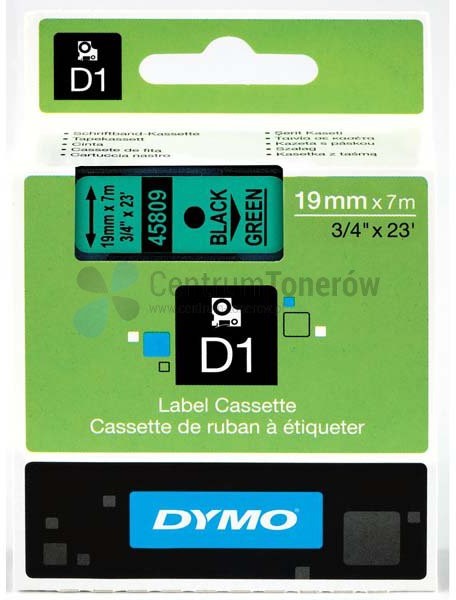 Dymo oryginalny taśma do drukarek etykiet 45809 S0720890 czarny druk/zielon