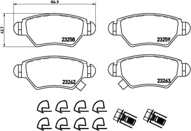 BREMBO Zestaw klocków hamulcowych, hamulce tarczowe P 59 031