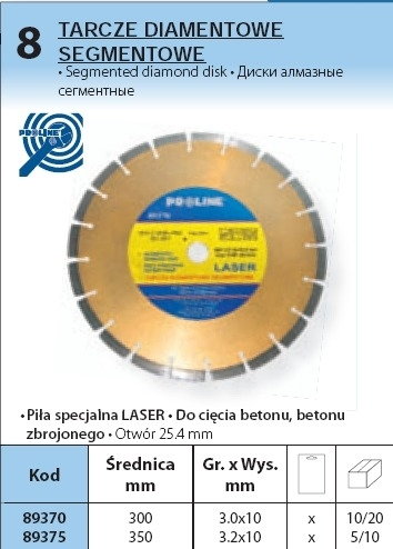 Proline tarcza tnąca SEGMENTOWA ŚREDNICA 350 mm 89375
