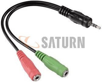 Hama Adapter Jack 3.5mm 4pin wtyk - 2xJack 3.5mm gniazdo 54573