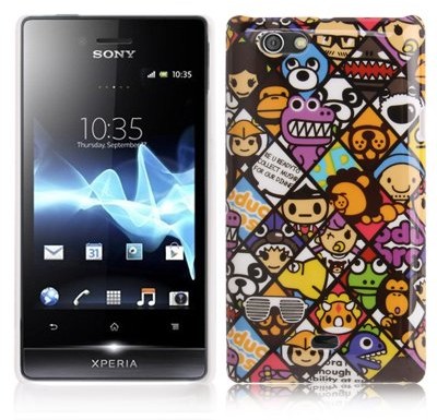 Sony Rocina Hardcase Schutzhülle für xperia Miro St23i bunte Gesichter