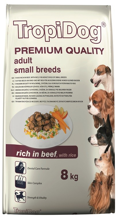 Tropidog Premium Adult Small Breeds Beef & Rice 8 kg