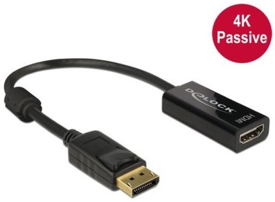 Delock Adapter Displayport 1.2 M)-> HDMI(F) 4K Pasywny Czarny (62609)