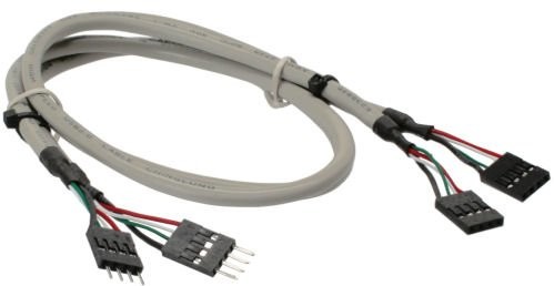 InLine 33440J Wewnętrzny port USB 2.0 2 X 4-biegunowe słupków wtyk do gniazda słupków kabel przedłużający (0,6 m)