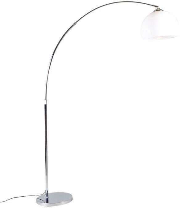 QAZQA Nowoczesna lampa łukowa chrom z białym kloszem - Arc Basic