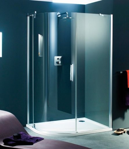 Huppe Refresh Pure 100x100 lewa profil chrom eloxal szkło sand plus Anti-Plaque 9P1102092316