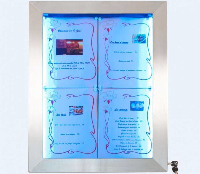 Securit Tablica menu z oświetleniem LED | stal nierdzewna | 4xA4 MCS-4A4-LSS