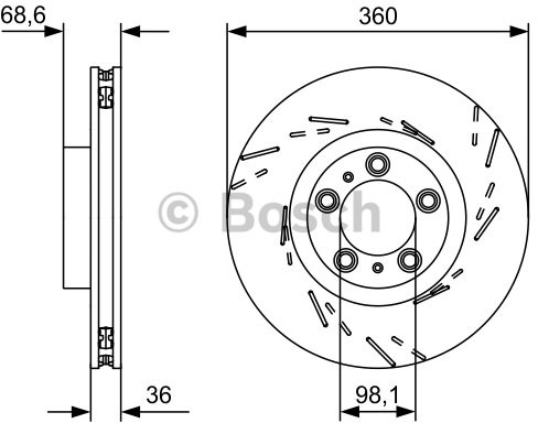 BOSCH Tarcza hamulcowa przednia, 0 986 479 D23  0986479D23