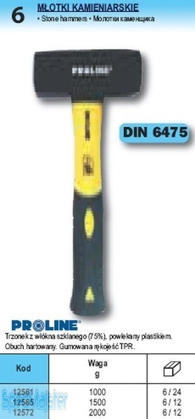 Proline młotek KAMIENIARSKI DIN 6475 WAGA 2000 g 12572