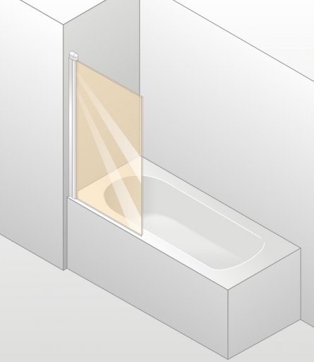 Huppe Design Elegance Parawan nawannowy 1-częściowy - 75/150 srebrny matowy Szkł