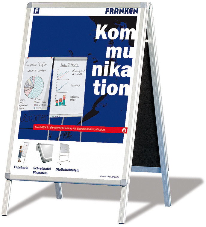FRANKEN TABLICA reklamowa , 64x100cm, podłogowa, dwustronna, rama biała FBSA1