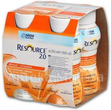 Nestle Resource 2.0 płyn o smaku morelowym 4x200 ml