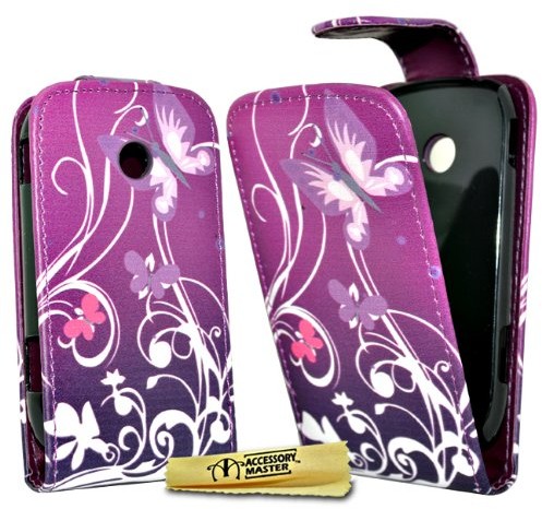 Samsung Accessory Master Lederetui für Galaxy Young S6010 (Blumenmotiv) Violett