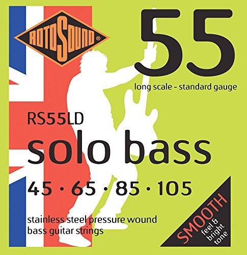 Rotosound rotos górne stal nierdzewna grubość strun do basów, blacha walcowana na uzwojeniu, Standard 45 65 85 105 RS55LD