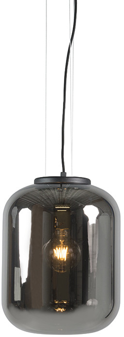 QAZQA Designerska lampa wisząca czarna z przydymionym szkłem - Bliss