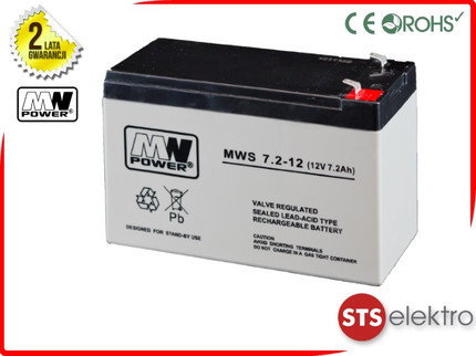MW Power Akumulator AGM MWS 7.2-12 12V 7.2Ah T1