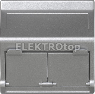 Kontakt Simon KB80/8 Płytka K45 2x RJ z osłoną skośna; do adapterów MD; aluminiu