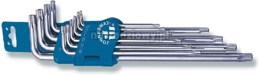 Jonnesway (R) Zestaw 10 kluczy kątowych torx z otworem bardzo długich (H08S110S)