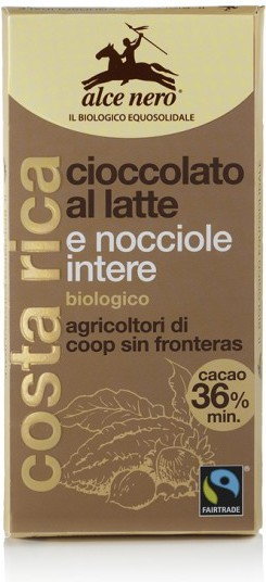 Fair Trade ALCE NERO CZEKOLADA MLECZNA Z ORZECHAMI BIO 100 g