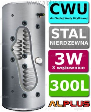 Joule Bojler CYCLONE 300L 3-wężownice 3W nierdzewka wymiennik podgrzewacz CWU 30