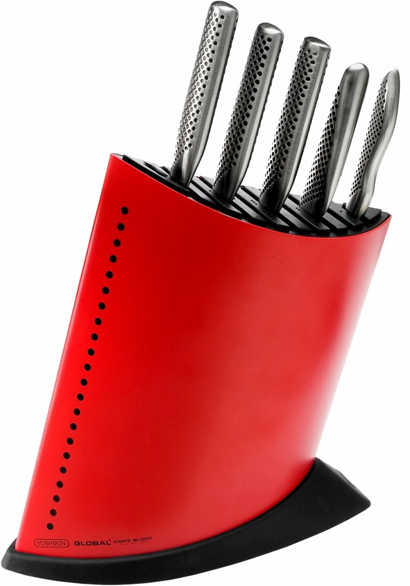 Global Komplet 5 noży w czerwonym bloku GKB-52CR |