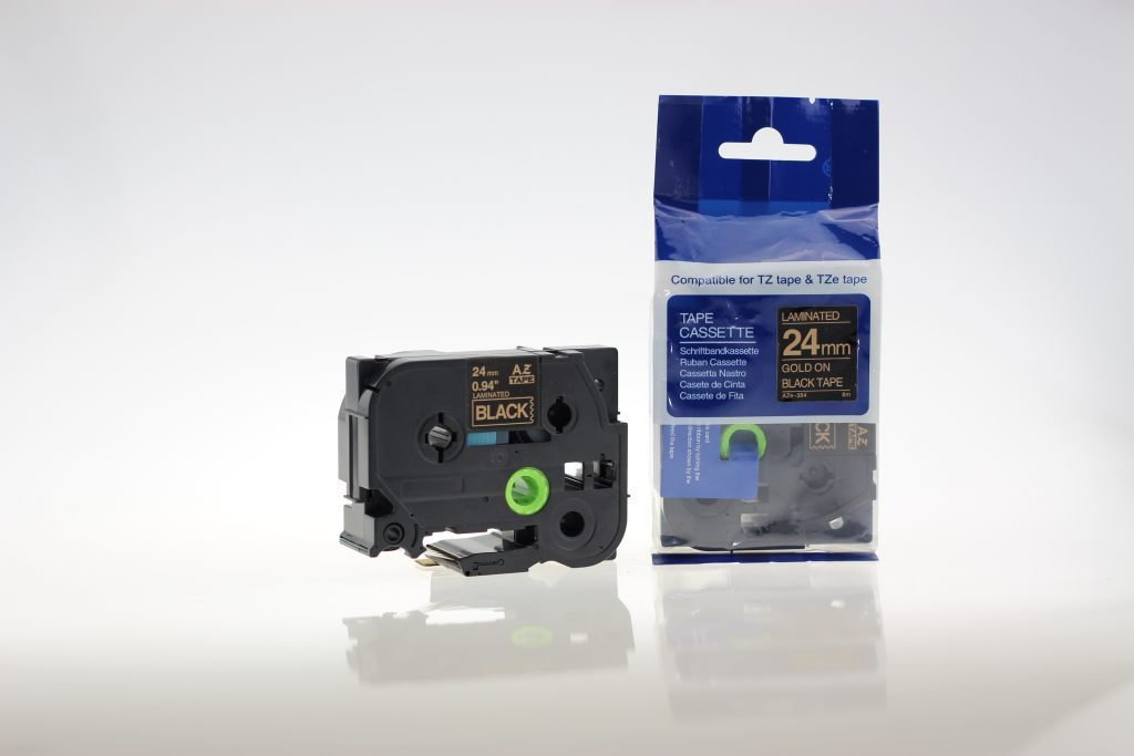 Brother Aimotech taśma zamiennik do 24mm/8m czarna złoty nadruk TZE354 AZE354