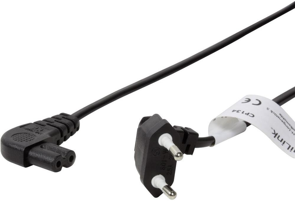 Logilink Kabel Zasilanie [1x Złącze męskie Euro 1x Złącze męskie IEC typ C8)] 0.75 m czarny