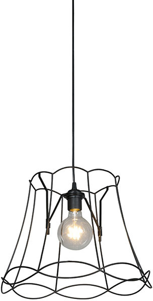 QAZQA Lampa wisząca retro czarna 40cm - Granny Frame