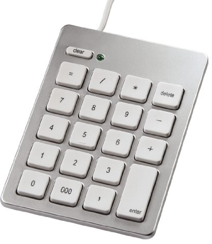 HAMA Keypad, bloku numerycznego dla komputerów Mac OS od wersji 10.6.2 i (Windows XP/Vista/7/8), USB, srebro 00053224